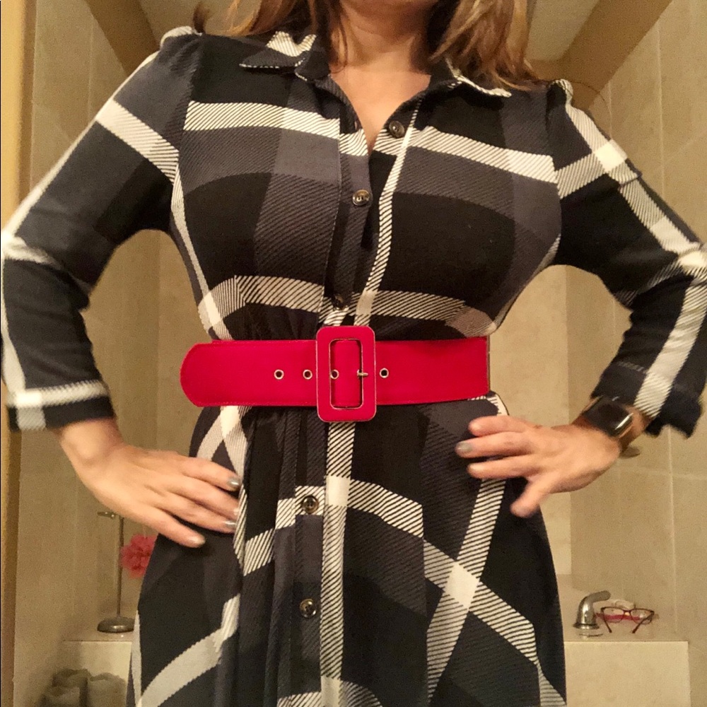 Plaid black and white dress